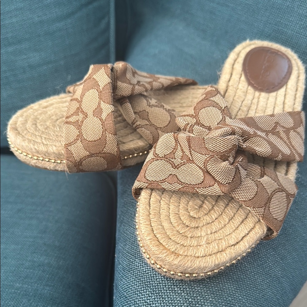 COACH -  Brown and Cream Espadrilles with Signature Monogram